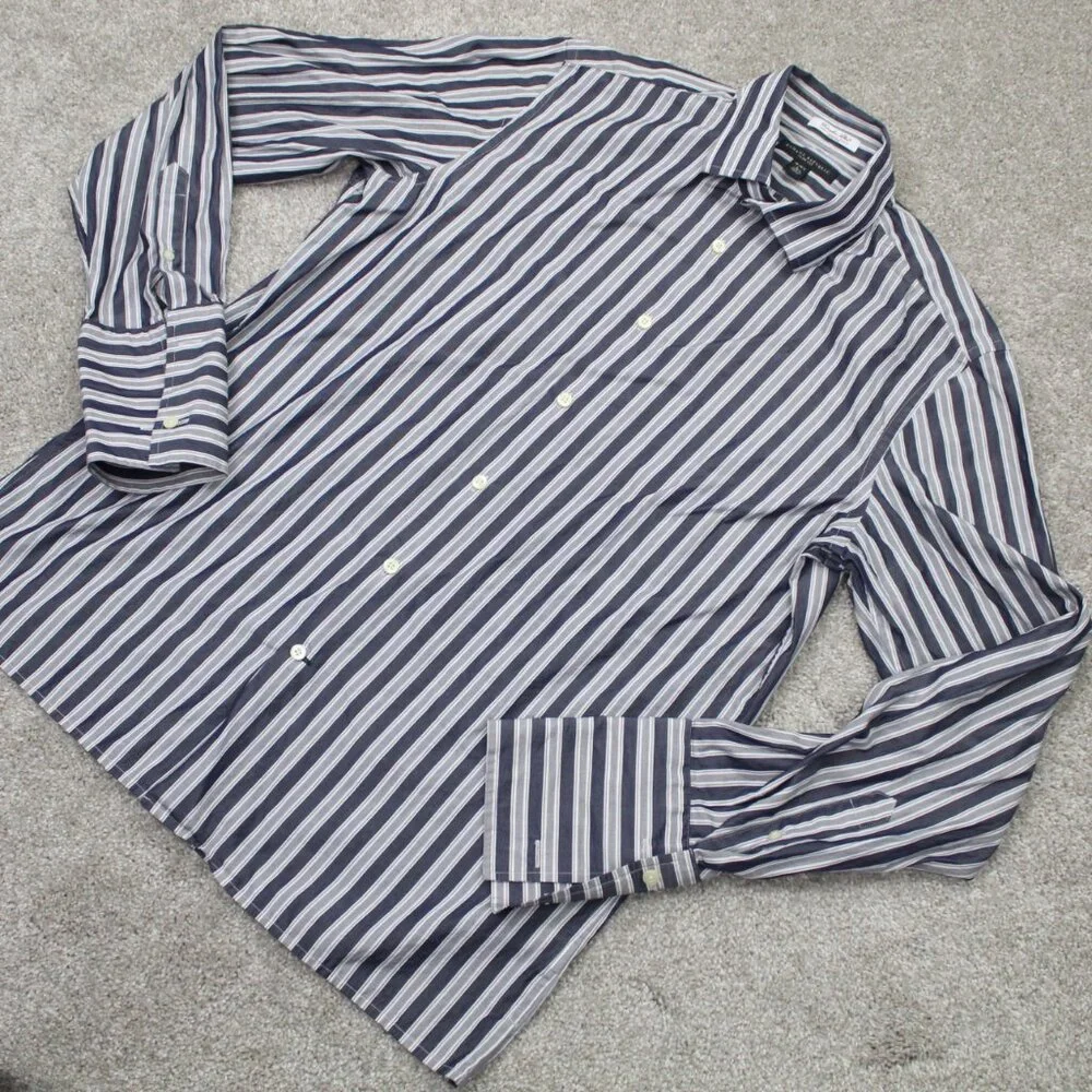 Banana Republic Shirt Mens Large Blue/Gray Slim Fit Albini Italian Fabric Cotton